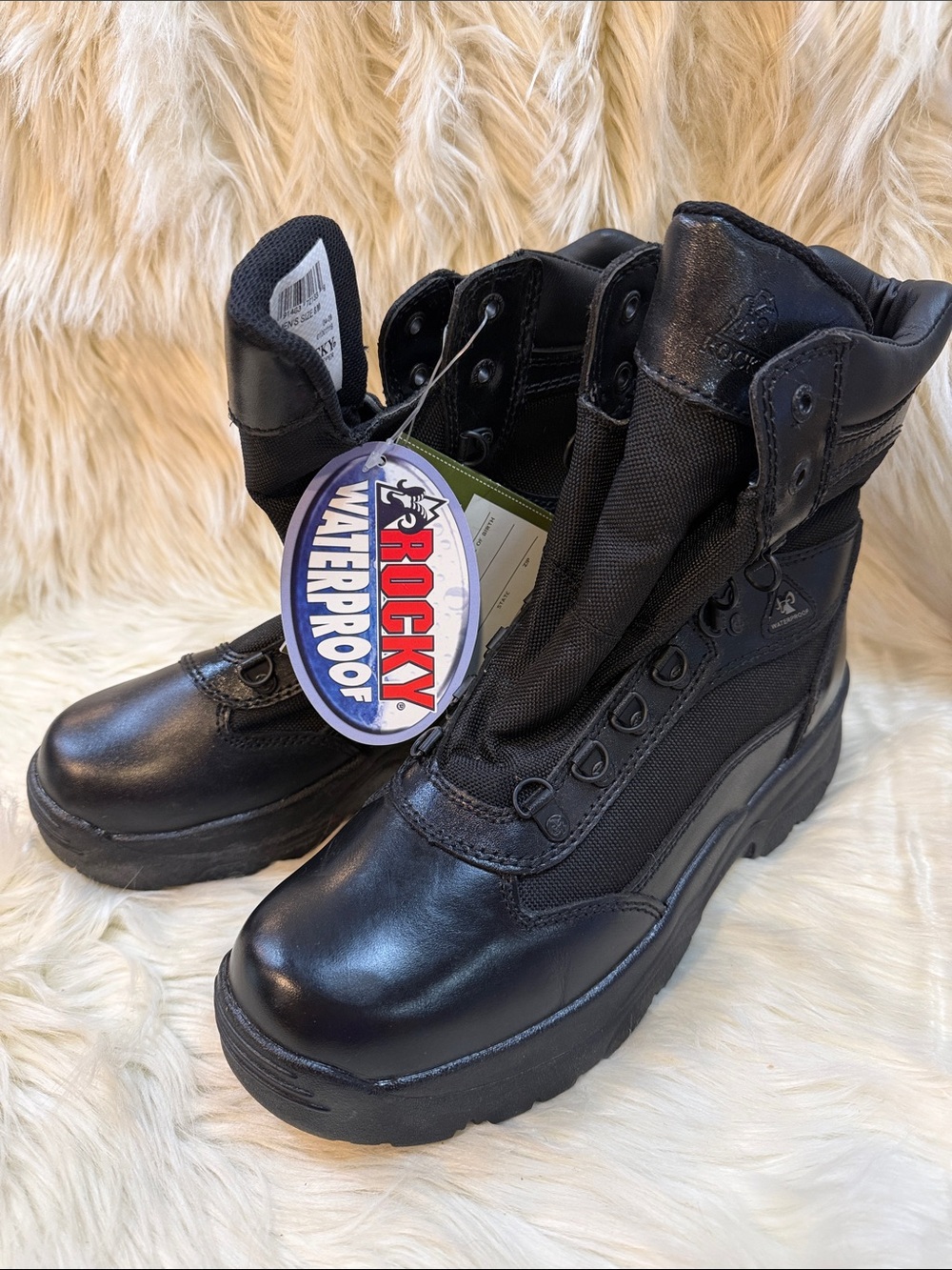 NWT Rocky Black Waterproof Tactical Work Boots - Men’s Size 8M